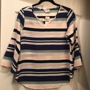 🆕 Van Heusen bell sleeve strip blouse #57